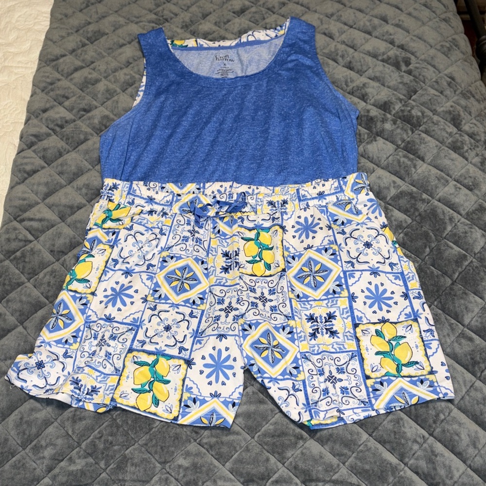 Croft & Barrow Blue and Yellow Patterned Sleepwear